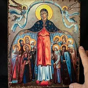 Икона "Покров Пресвятой Богородицы" Старение — фотография 1