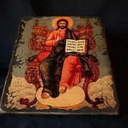 Икона деревянная "Спас-Вседержитель на троне" — фотография 8