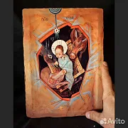 Икона деревянная "Рождество Христово" — фотография 1
