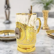 Латунный подстаканник «Агат» №2 со стаканом — фотография 1