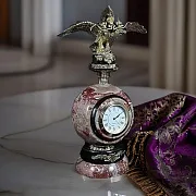 Настольные часы «Двуглавый орел» из змеевика и креноида — фотография 1