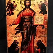 Икона "Спас Смоленский" с припадающими — фотография 1