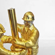 Бронзовая композиция «Нефтяники» с яшмой и позолотой — фотография 2